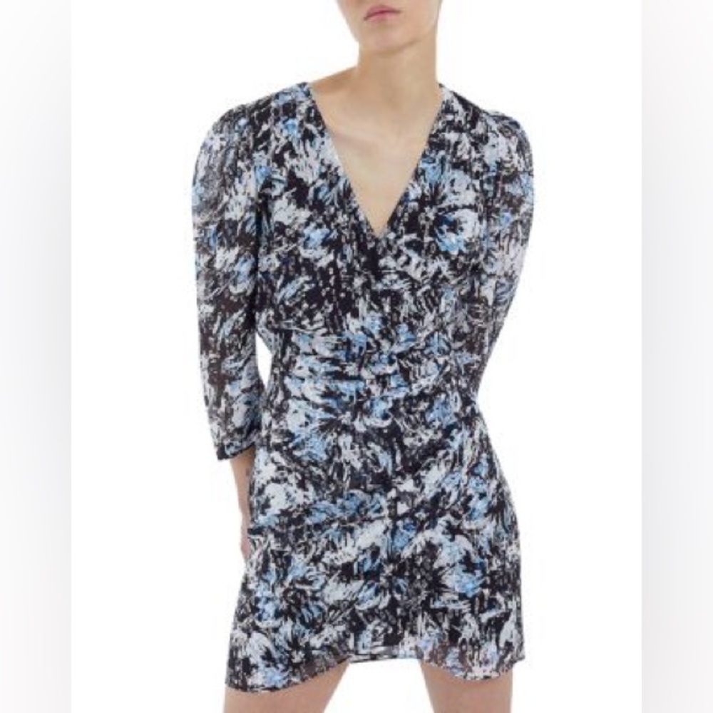 The Kooples Firework Printed Metallic Mini Dress Small $355
